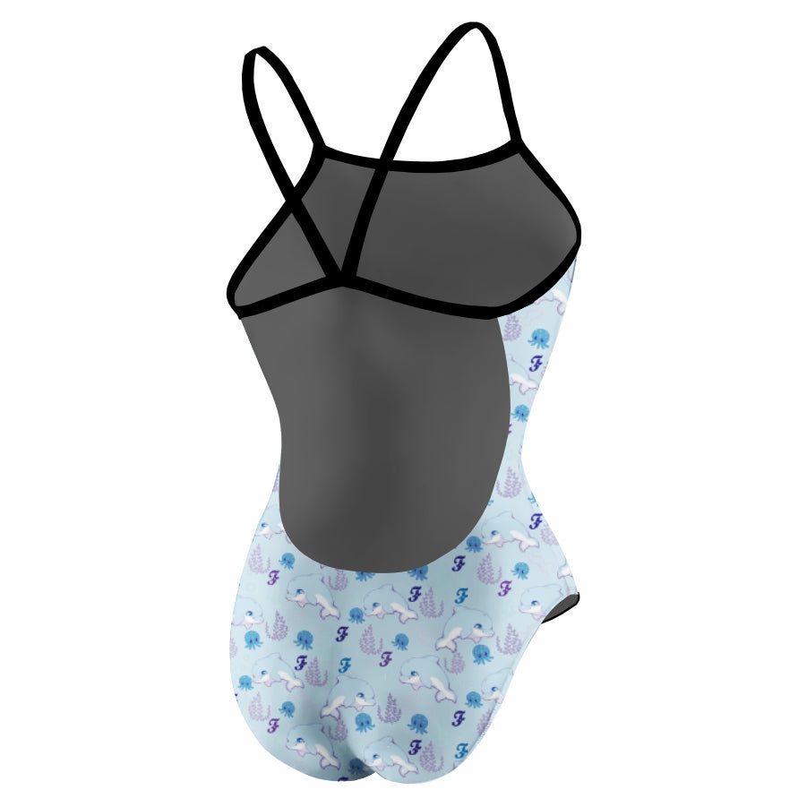 Cute Dolphins Sky Blue Openback