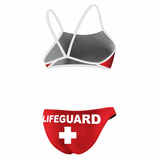 Lifeguard Cross Red Thiny Sport Bikini