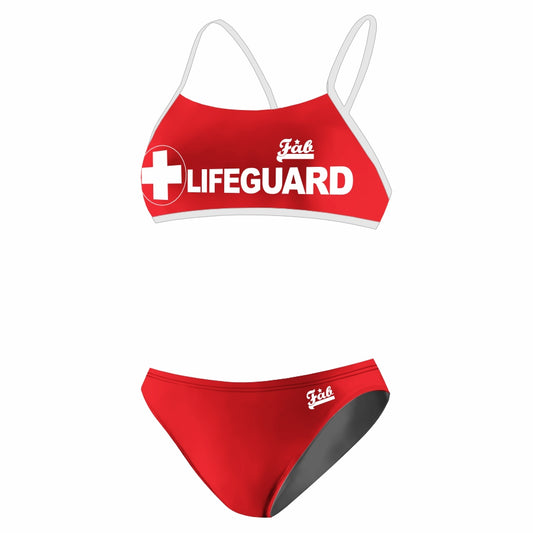Lifeguard Cross Red Thiny Sport Bikini