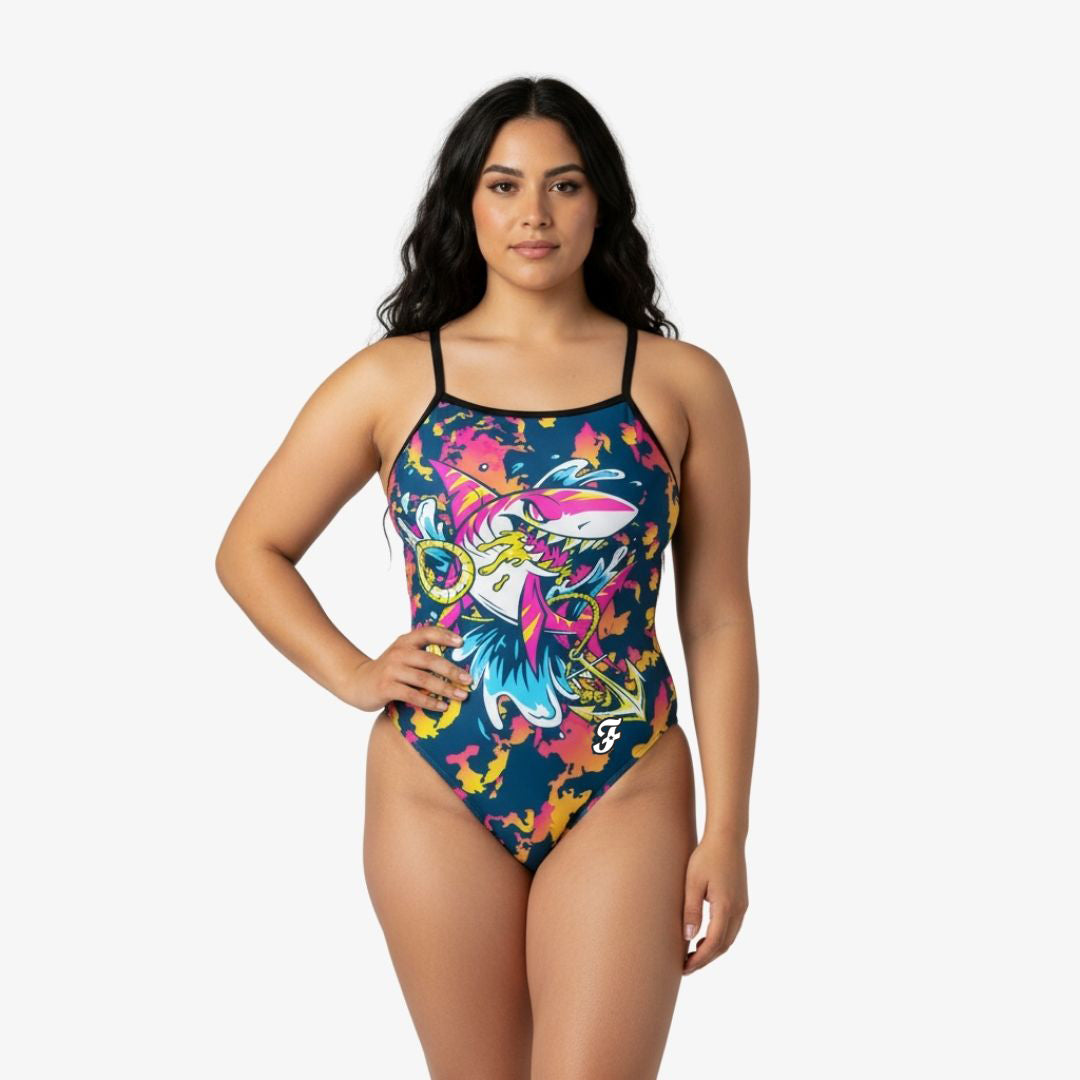 Angry Shark Pink Openback