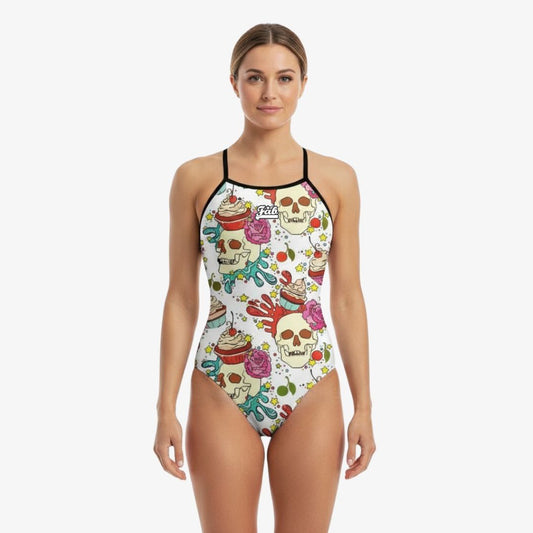 Cupcake Skulls White Openback