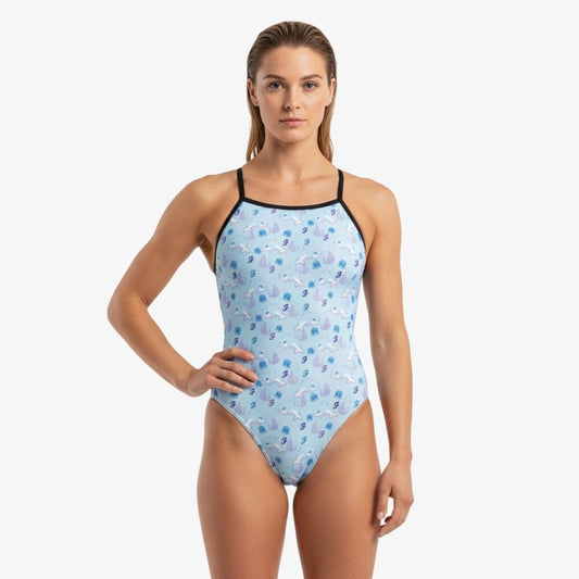Cute Dolphins Sky Blue Openback